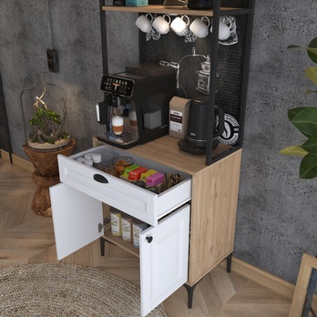 Kávový koutek COFFEE ořech/bílá 10