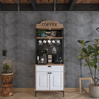 Kávový koutek COFFEE ořech/bílá 1