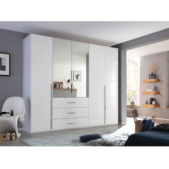 Šatní skříň COLIN alpská bílá, 5 dveří, 2 zrcadla 1