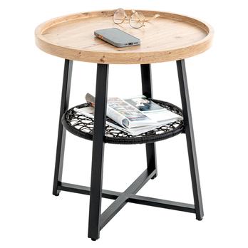 Přístavný stolek COLUMBIA I černá/dub, průměr 55 cm 1