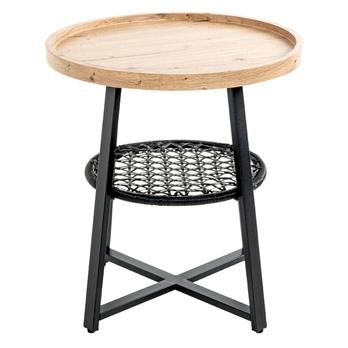 Přístavný stolek COLUMBIA I černá/dub, průměr 55 cm 2