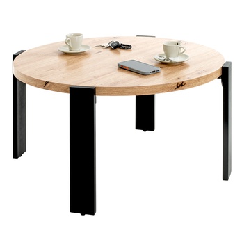 Přístavný stolek COLUMBIA II černá/dub, průměr 42 cm 1