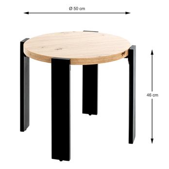 Přístavný stolek COLUMBIA III černá/dub, průměr 55 cm 6