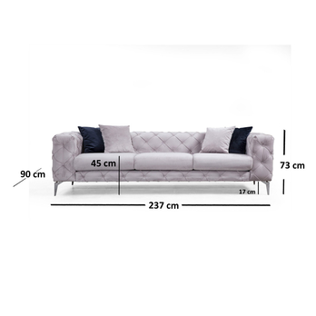 Pohovka COMO světle šedá, 3-sedák 3