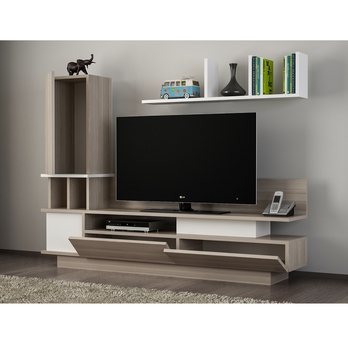 Obývací stěna  COMO bílá/přírodní 2