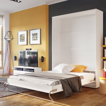Sklápěcí postel CONCEPT PRO CP-01 bílá matná, 140x200 cm, vertikální 2
