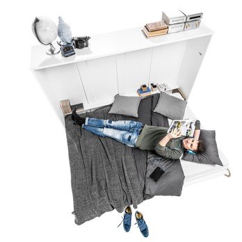 Sklápěcí postel CONCEPT PRO CP-04 bílá vysoký lesk, 140x200 cm, horizontální 2