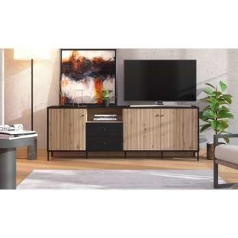 TV komoda CORREZE dub artisan/černá 1