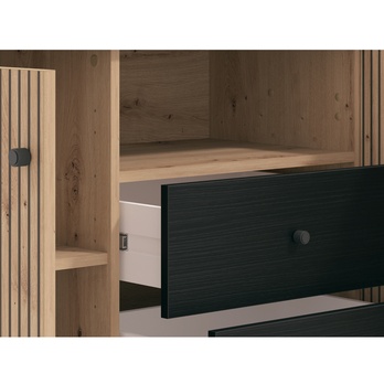 TV komoda CORREZE dub artisan/černá 4