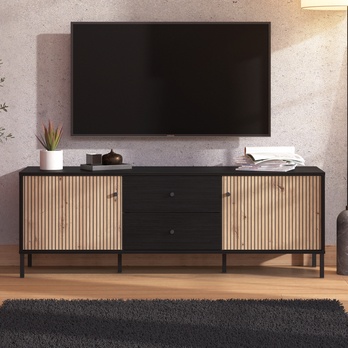 TV komoda CORREZE dub artisan/černá 1