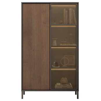 Vitrína CORTINA 2D antracitová/tmavě hnědá 3