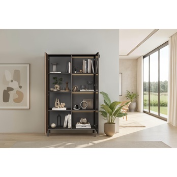 Vitrína CORTINA 2D antracitová/tmavě hnědá 4