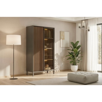 Vitrína CORTINA 2D antracitová/tmavě hnědá 5