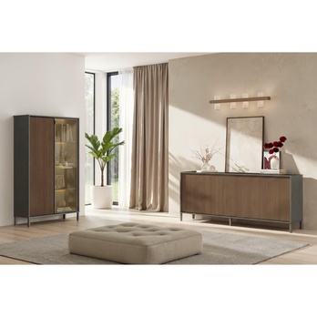 Vitrína CORTINA 2D antracitová/tmavě hnědá 6