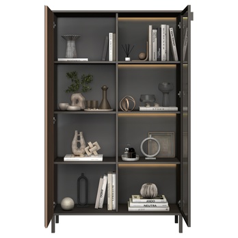 Vitrína CORTINA 2D antracitová/tmavě hnědá 2