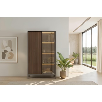 Vitrína CORTINA 2D antracitová/tmavě hnědá 1