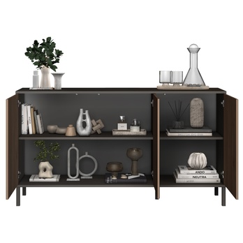 Komoda CORTINA 3D antracitová/tmavě hnědá 2