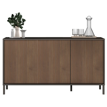 Komoda CORTINA 3D antracitová/tmavě hnědá 3