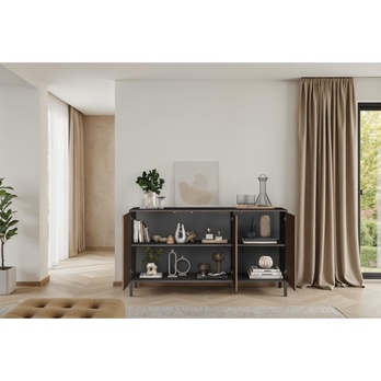 Komoda CORTINA 3D antracitová/tmavě hnědá 6