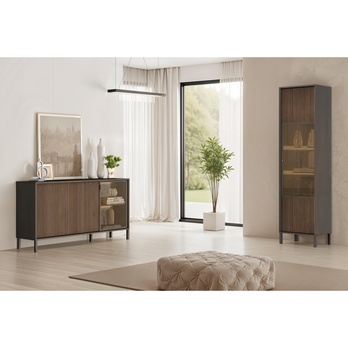 Komoda CORTINA 3DS antracitová/tmavě hnědá 3