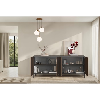 Komoda CORTINA 4D antracitová/tmavě hnědá 4