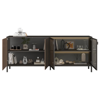 Komoda CORTINA 4DS antracitová/tmavě hnědá 2