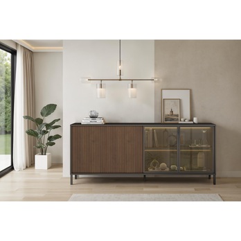 Komoda CORTINA 4DS antracitová/tmavě hnědá 3