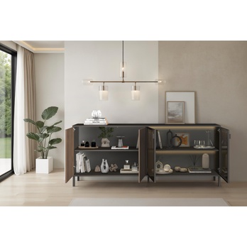 Komoda CORTINA 4DS antracitová/tmavě hnědá 4