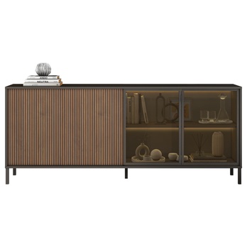 Komoda CORTINA 4DS antracitová/tmavě hnědá 5