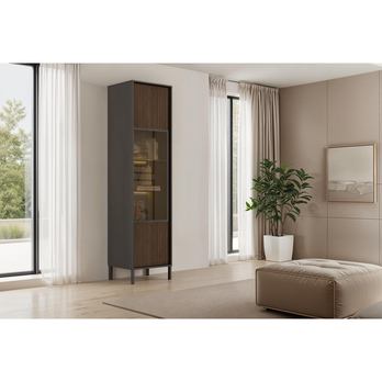 Vitrína CORTINA antracitová/tmavě hnědá 1