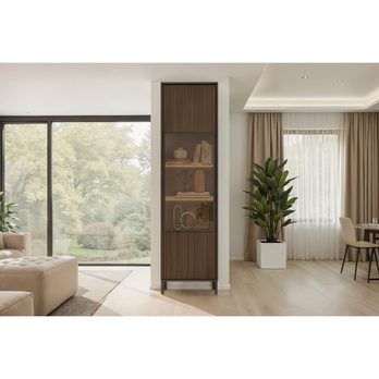 Vitrína CORTINA antracitová/tmavě hnědá 3