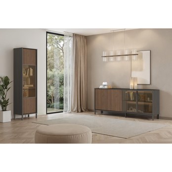 Vitrína CORTINA antracitová/tmavě hnědá 4