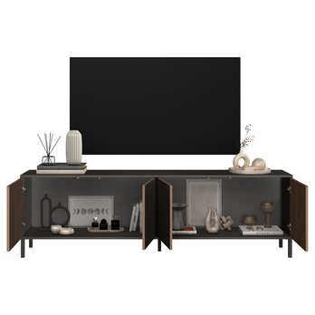 TV komoda CORTINA antracitová/tmavě hnědá 2