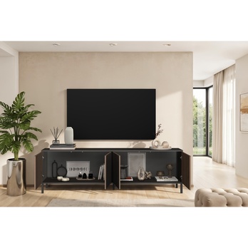 TV komoda CORTINA antracitová/tmavě hnědá 4