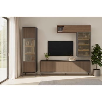 Obývací stěna CORTINA antracitová/tmavě hnědá 1