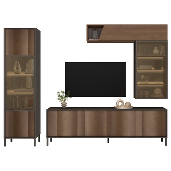 Obývací stěna CORTINA antracitová/tmavě hnědá 4