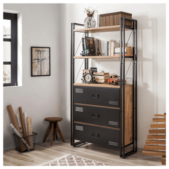 Knihovna  COSMO II borovice atlantická/černá 1