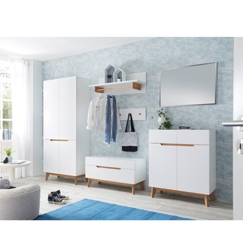 Botníková lavice CVERO bílý matný lak/masivní dub 1