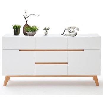Komoda CVERO bílý matný lak/masivní dub, šířka 145 cm 5
