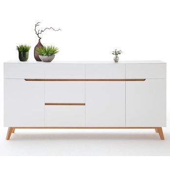Komoda CVERO bílý matný lak/masivní dub, šířka 193 cm 4