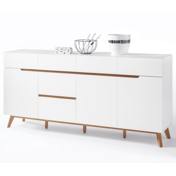 Komoda CVERO bílý matný lak/masivní dub, šířka 193 cm 5