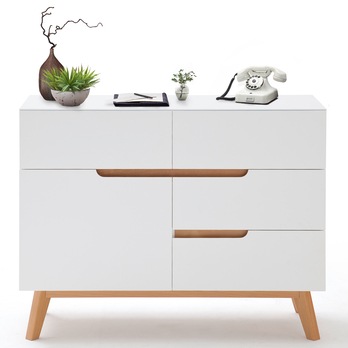 Komoda CVERO bílý matný lak/masivní dub, šířka 97 cm 5