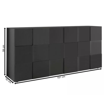 Komoda DAMA 7 šedá lesklá 2