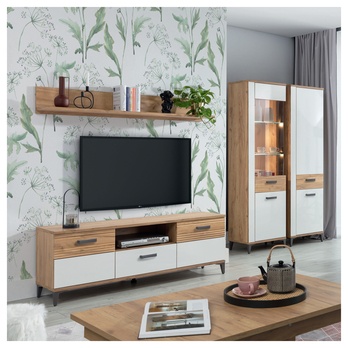 Regál DARCY SB10 zlatý řemeslný dub/alpská bílá lesklá 1