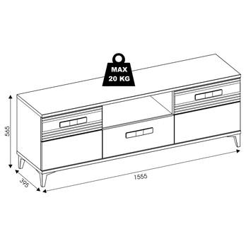 TV komoda DARCY SB1 zlatý řemeslný dub/alpská bílá lesklá 5