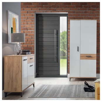 Komoda DARCY SB2 zlatý řemeslný dub/alpská bílá lesklá 1