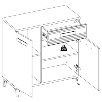 Komoda DARCY SB2 zlatý řemeslný dub/alpská bílá lesklá 2