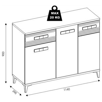 Komoda DARCY SB3 zlatý řemeslný dub/alpská bílá lesklá 4