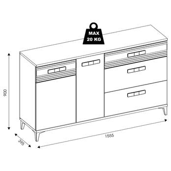 Komoda DARCY SB4 zlatý řemeslný dub/alpská bílá lesklá 4