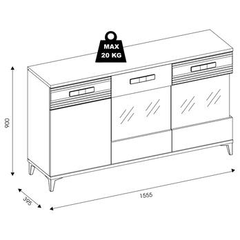 Komoda DARCY SB5 zlatý řemeslný dub/alpská bílá lesklá 4